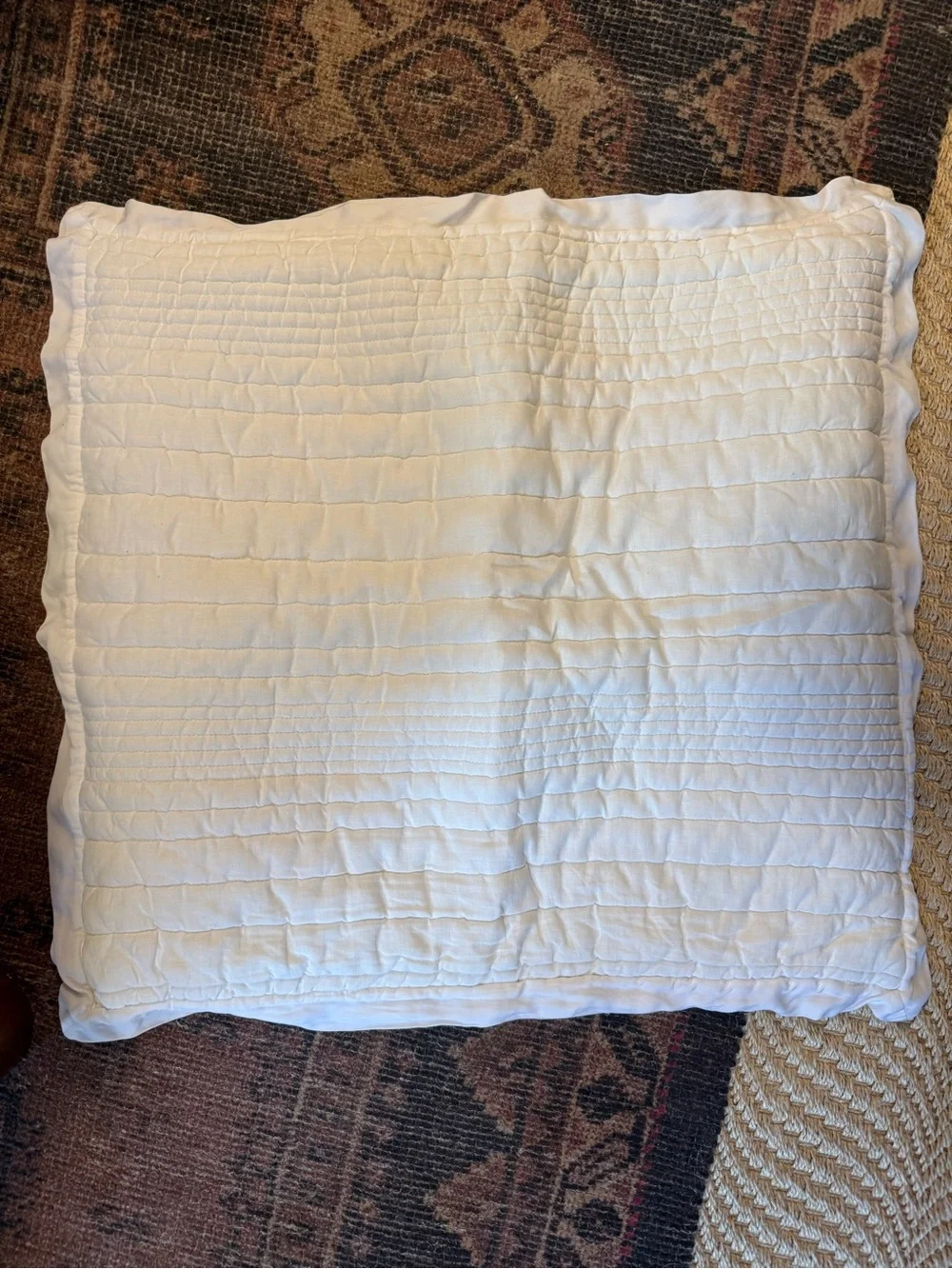 West Elm: European Flax Linen Linework Quilt & 2 Euro Shams - White